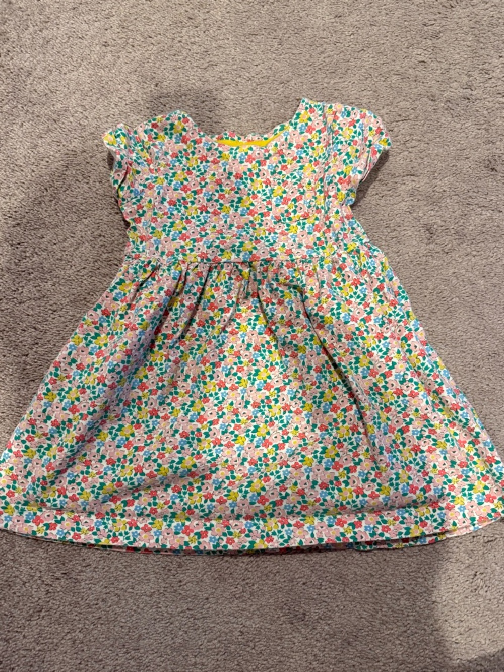 Mini Boden 5/6 Girls Floral Print Cotton Dress - Multicolor